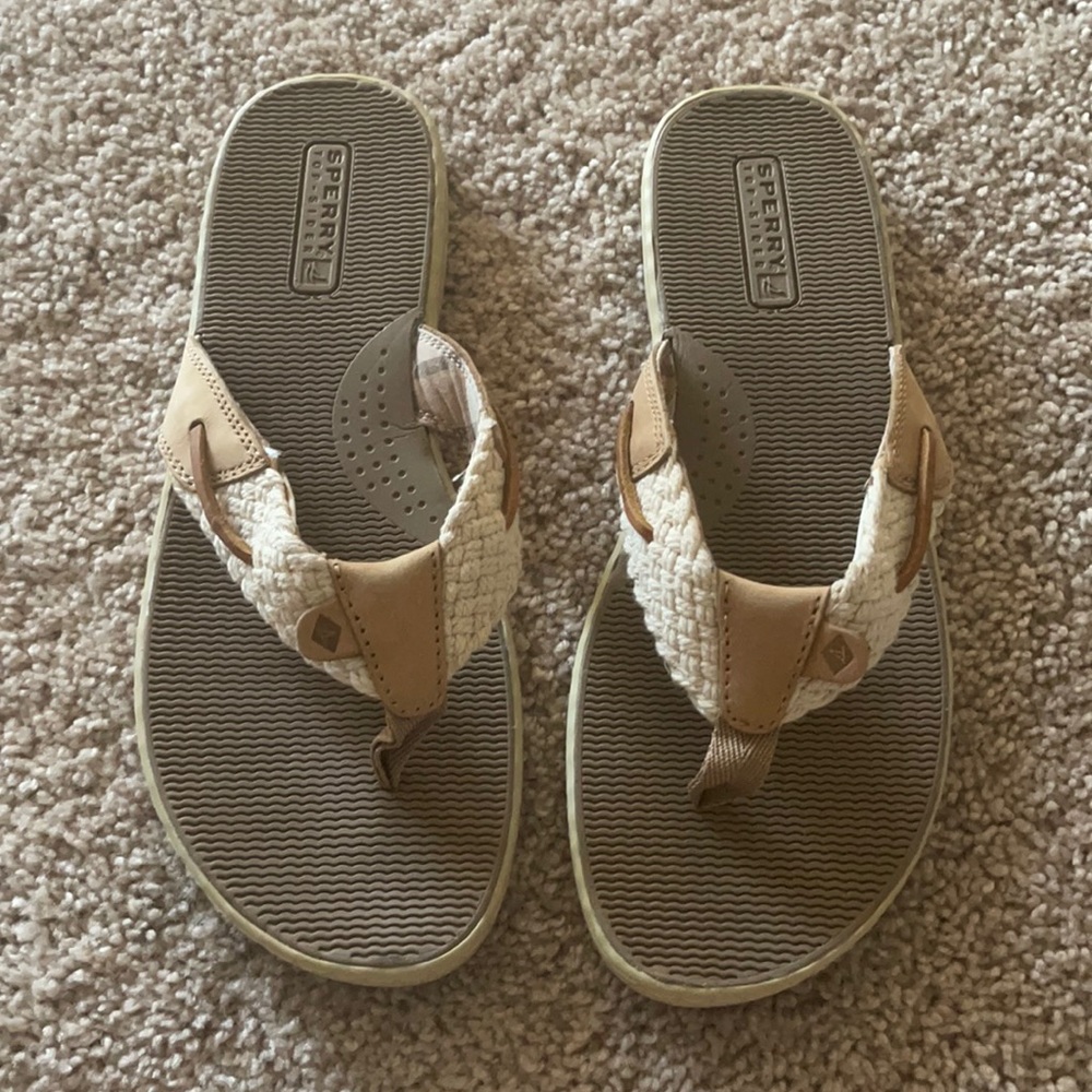 Sperry crotchet leather flip-flops
